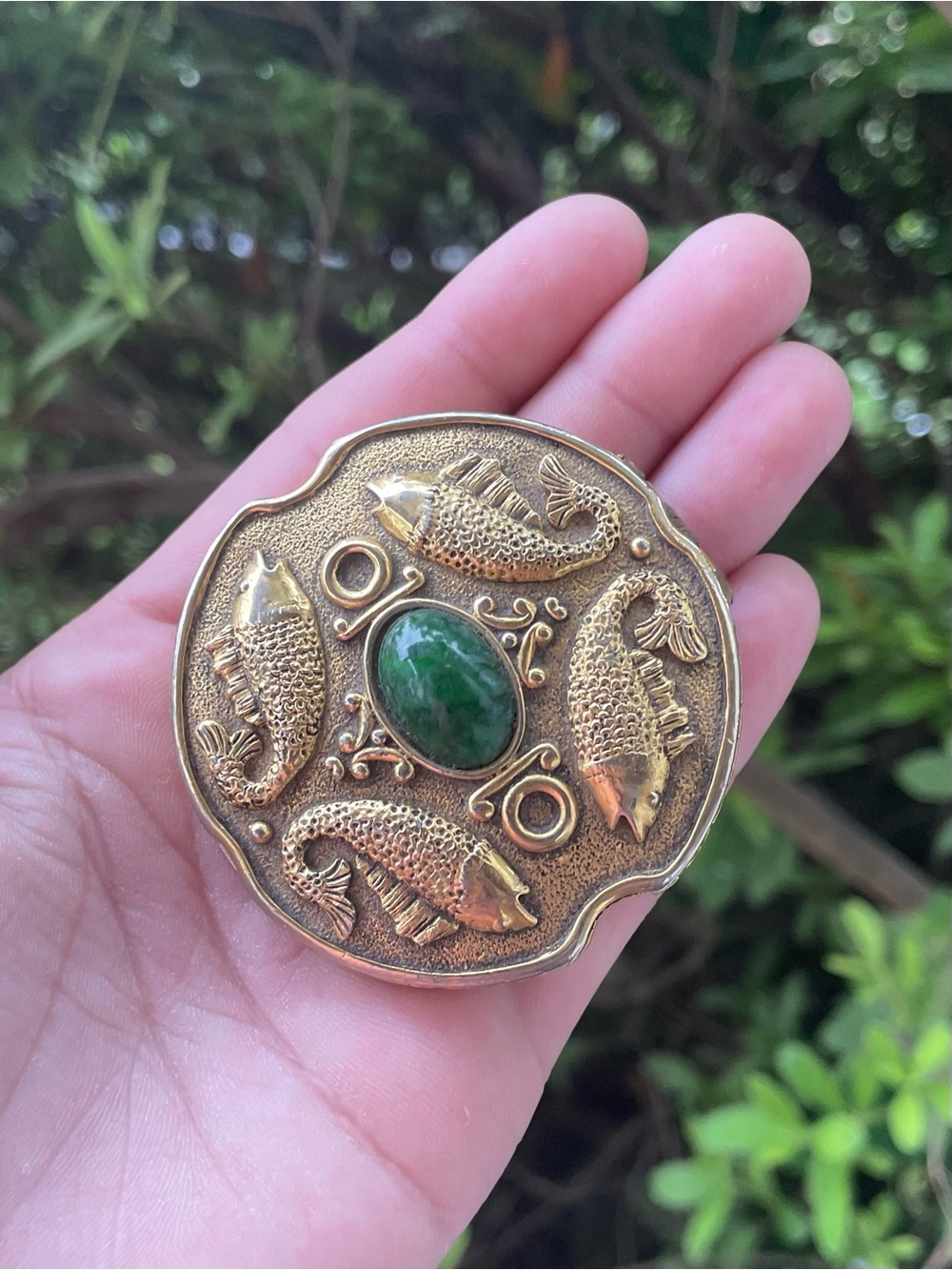 vintage Max Factor Golden Seas powder compact from the 1960s.